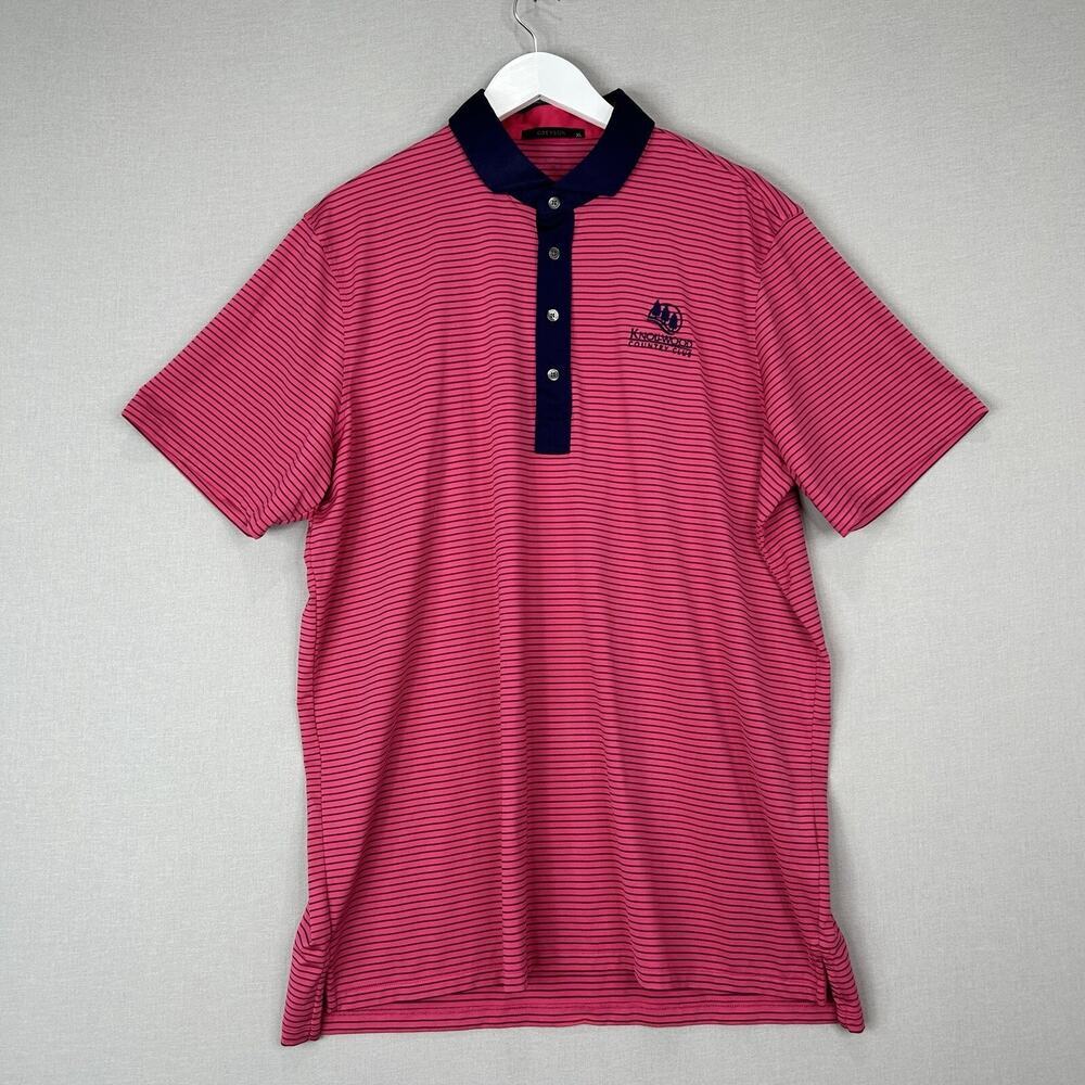 Greyson‎ Polo Mens XL Pink Ohoopee Golf Striped Performance Moisture-Wick Shirt